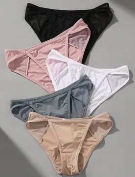 Set de 5 tangas de malla con diseño de parches de cintura baja sexy - Shein - FashionsVida