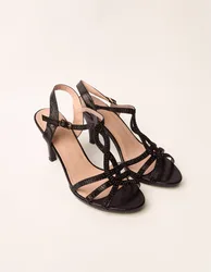 Twist Front Diamante Detailed Heels - UK 8 (EU 41) / BLACK - female