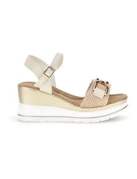 Sandali Beige con zeppa e fibbia decorativa E430 38 - Energy - FashionsVida