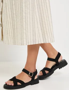 Women's Elidi Cross Strap Chunky Sandals in Natural Black Size: 6 - Natural Black - Size: 6 - Dorothy perkins - FashionsVida