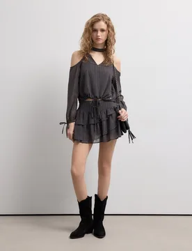 Falda corta volante plumeti - Green Coast - FashionsVida