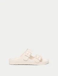 Buckle Flat Sliders White female