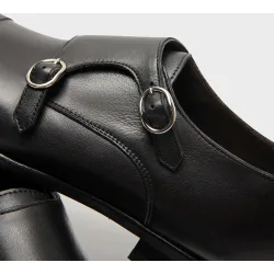 Zapatos monk de hombre de piel