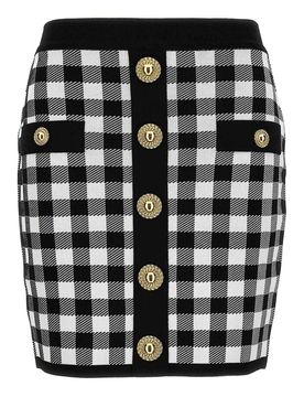 Gonna Vichy con bottoni logati
