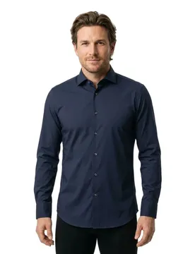 Chemise à Manches Longues Hank Spread Navy 37