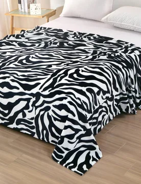 Pieza Manta/Chal de peluche con estampado de cebra en blanco y negro, suave y cálida, de doble uso como manta o cobertor para la sala de estar, sofá - Shein - FashionsVida