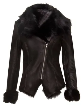 Women's Toscana Sheepskin Biker Jacket-Apopa in Black Size: 24 - Black - Size: 24 - Infinity Leather - FashionsVida