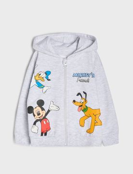 Top da jogging con zip e cappuccio Mickey Mouse - grigio chiaro
