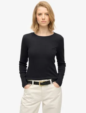 Superdry Damen Athletic Essentials Logo Kleidungsstück Gefärbt Geripptes Oberteil Black - Größe: 44 - 39.99 - FashionsVida