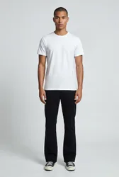 Mens Slim Flare Half & Waistband Washed Twill Trousers - Black Cotton - Size Small