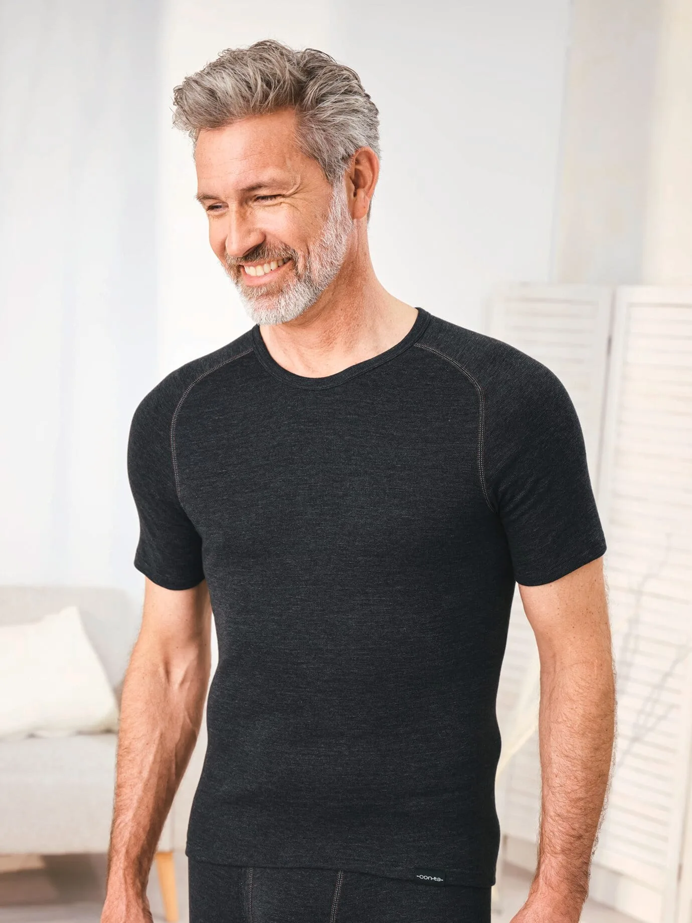 Baumwoll-Thermo Unterhemd - Anthrazit mel. - male - Size: 5(M) - Avena - FashionsVida