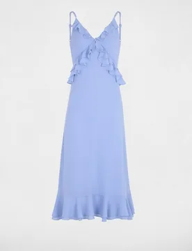 Vestido midi sin mangas con escote pico - Morgan - FashionsVida