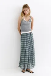 Pull&Bear Check Midi Skirt (Size: )