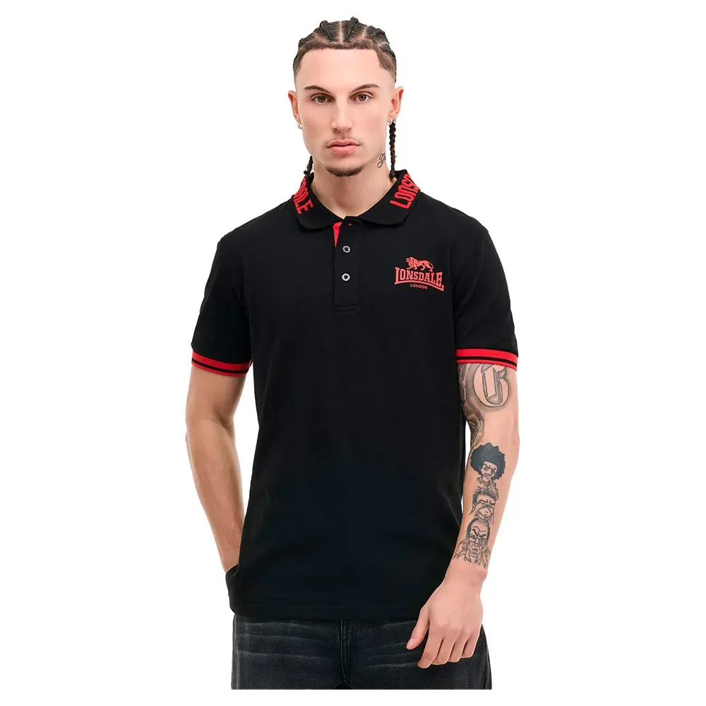 Polo à Manches Courtes Byermoor Black / Red L - Lonsdale - FashionsVida