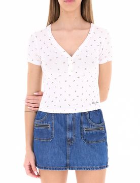 GUESS JEANS Top scollo a V PANNA S