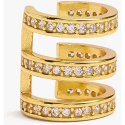 Pendiente de aro estilo earcuff de plata de ley con baño de oro de 18 k con circonitas