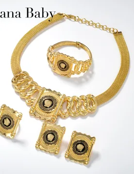 PCS Fine Jewelry Set Gold Color Plated Pattern Pendant Big Earrings African Classic Bracelet Exquisite Ring Wedding Handmade - Aliexpress - FashionsVida