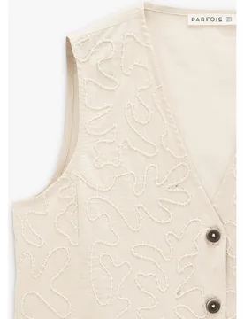 Chaleco de mujer 100% algodón con botones y bordados - Parfois - FashionsVida