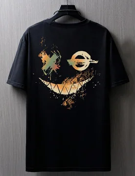 Camisetas de hombre con cuello redondo ajustado, mangas cortas, estampado gráfico de sonrisa, casual de verano, poliéster - Shein - FashionsVida