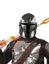 Offizielle The Mandalorian Halbmaske für Erwachsene Star Wars silberfarben-schwarz