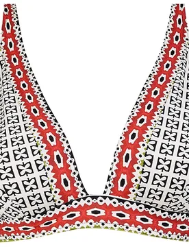 Top de bikini halter atado al cuello y estampado geométrico - Dolores Cortés - FashionsVida