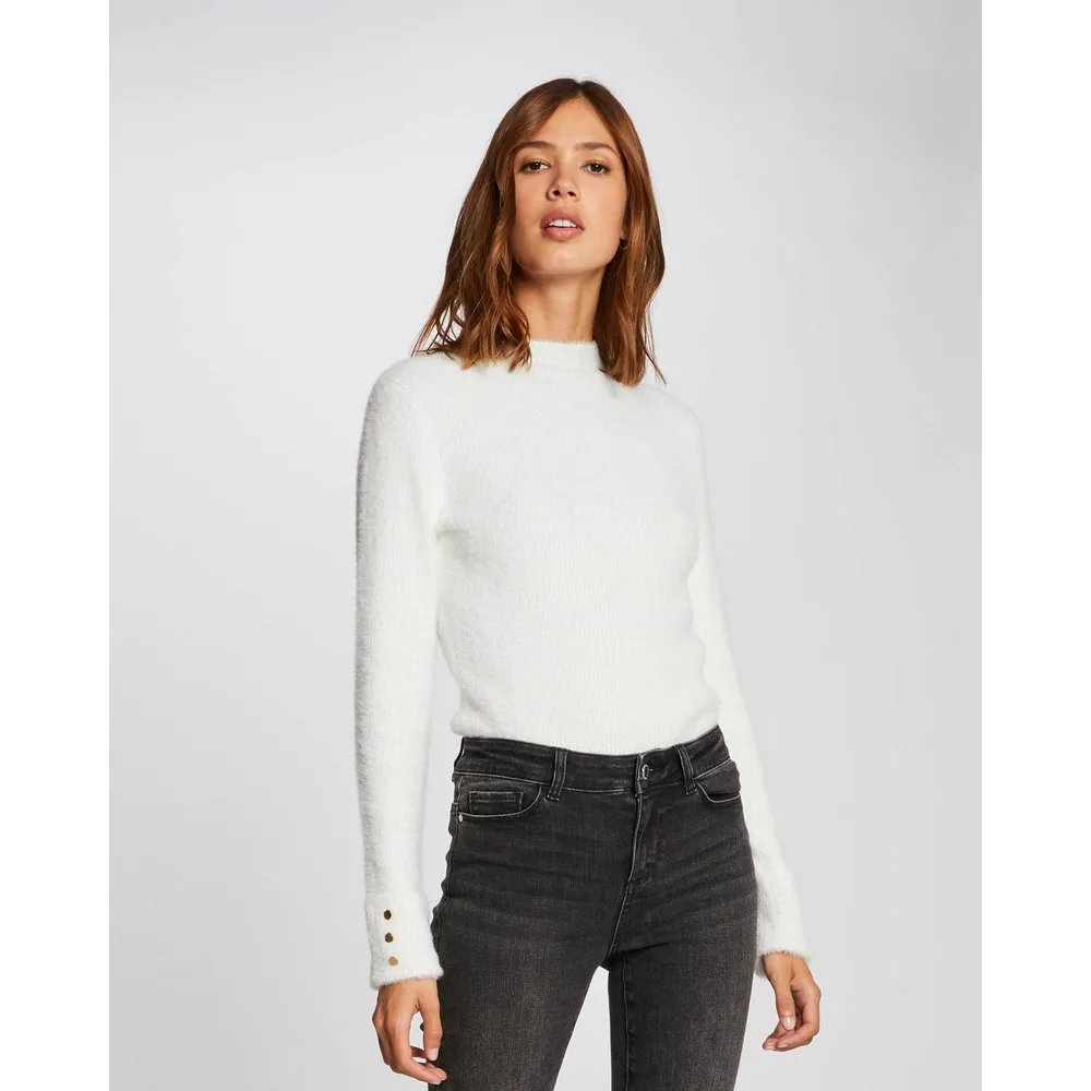 Jersey de mujer de punto aterciopelado con cuello alto - Morgan - FashionsVida