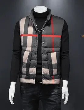 Winter down fashion atmosphere men's men's plaid print stand-up collar jacket popular top - Aliexpress - FashionsVida