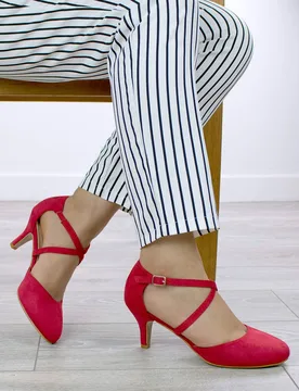 Women's High Heel Crossed Straps Court Shoes in Red Size: 5 - Red - Size: 5 - Ajvani - FashionsVida