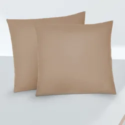 Feinjersey-Kopfkissenbezug Doppelpack macchiato, 2x 80x80 cm