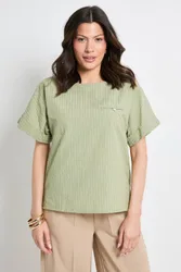 Textured Stripe Blouse - Khaki - Size: 16