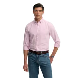 Camicia A Maniche Lunghe Preppy Oxford Pink Chambray S