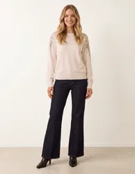 Embellished Sleeve Jumper - L / IVORY - female