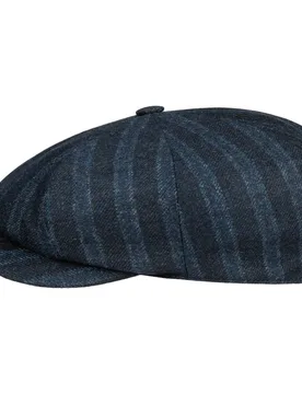 Tonsberg Wool Stripes Flat Cap by - navy - Size: L (58-59 cm) - Lierys - FashionsVida