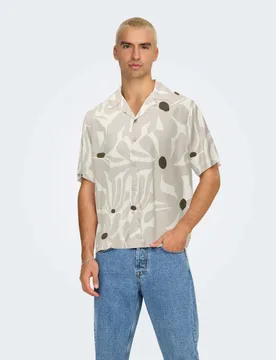 Regular Fit Floral Short Sleeve Shirt Stone male - ONLY & SONS - FashionsVida