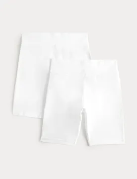 Pack Girls' Cotton Rich School Cycling Shorts (2-16 Yrs) White female - Goodmove - FashionsVida
