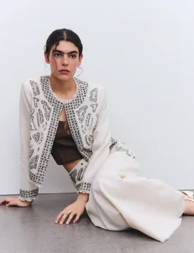 Chaqueta de mujer con bordados de lentejuelas con lino - Tintoretto - FashionsVida