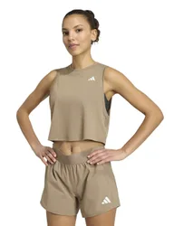 Train Essentials Crew Neck Crop Vest Top Khaki female