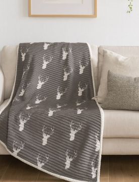 Coperta natalizia a costine con motivo di renna - multicolor