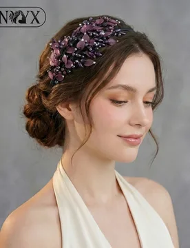 HNYYX Purple Rhinestone Headband Crystal Beaded Hair Accessories Luxury Vintage Hairpiece Party Headwear Wedding Hair Tiara A143 - Aliexpress - FashionsVida