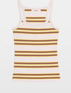 Zadig & Voltaire - Camiseta sin mangas de mujer de cuello redondo a rayas de algodón - Zadig & Voltaire - FashionsVida