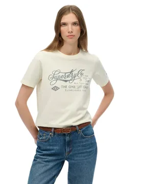 T-shirt à Manches Courtes Industry Worker Relaxed Cream S - Superdry - FashionsVida