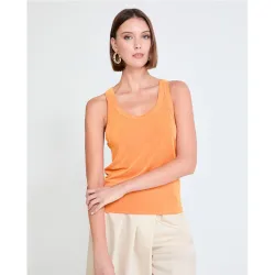 Top de mujer sin mangas con escote redondo