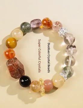 Natural multi-treasure crystal beaded bracelet girls light luxury high-end black gold super seven green ghost bracelet - Aliexpress - FashionsVida