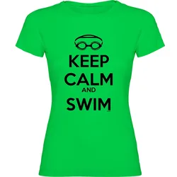 Keep Calm And Swim Short Sleeve T-shirt Light Green L Women