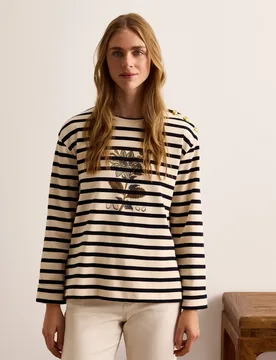 Camiseta de mujer con manga 3-4 con cuello caja - Lloyd's - FashionsVida