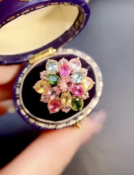 Rainbow natural tourmaline ring, women's rose gold plated index finger ring, sweet, fashionable and prosperous - Aliexpress - FashionsVida