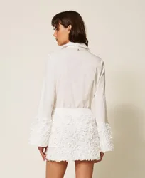 Chemise en popeline et tulle avec fleurs