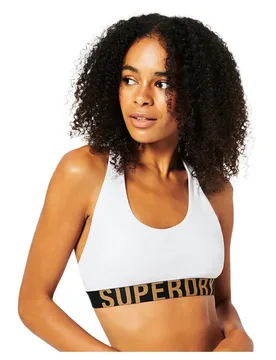 Soutien-gorge De Sport Large Logo Crop Lette White / Gold XS - Superdry - FashionsVida