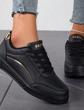 Nuevos Zapatos Deportivos Casuales Para Mujeres, Zapatos Planos De Talla Grande En Negro Para Patinar