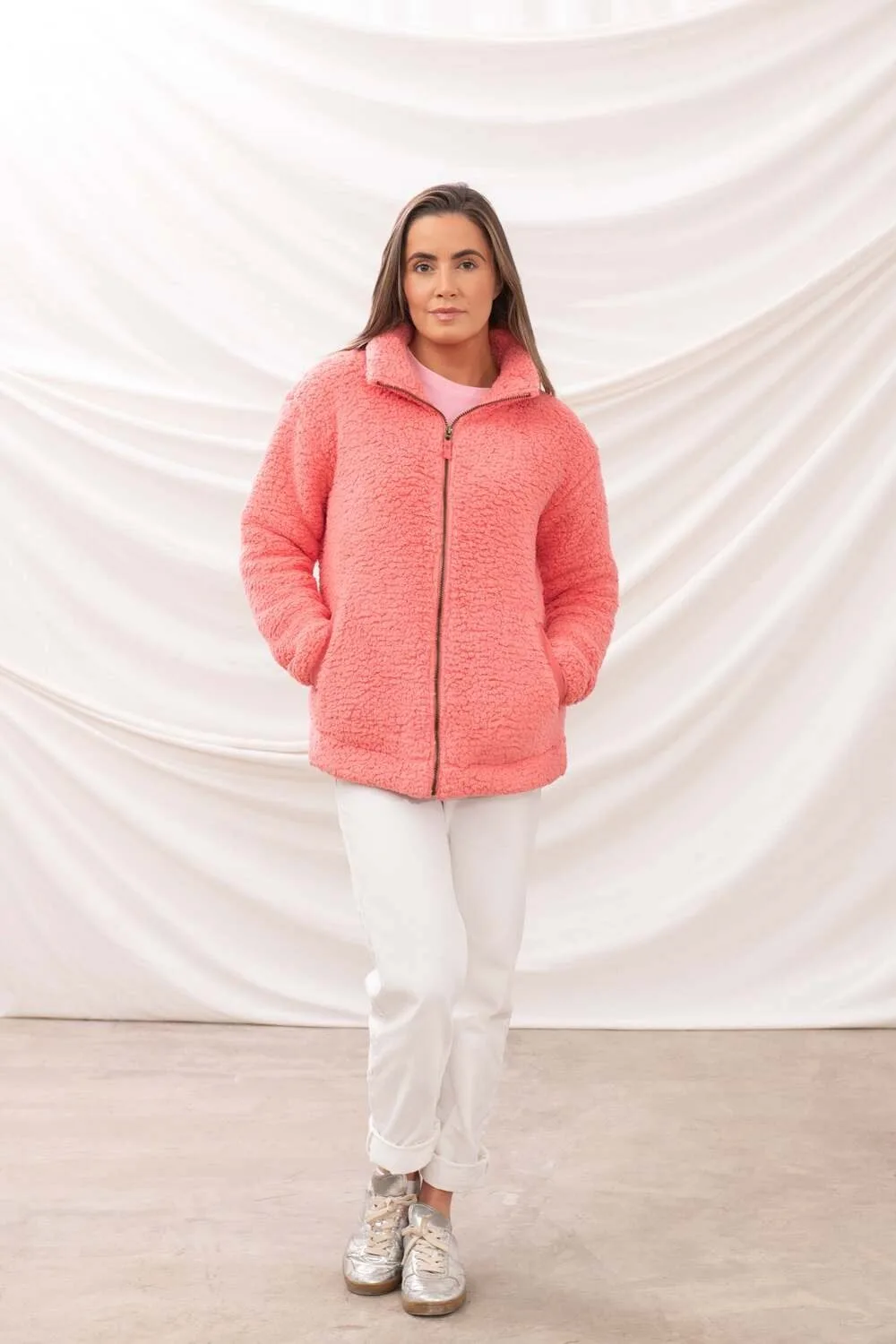 Seashell Womens Full Zip Sherpa Fleece - - Size: 14 - Lighthouse - FashionsVida